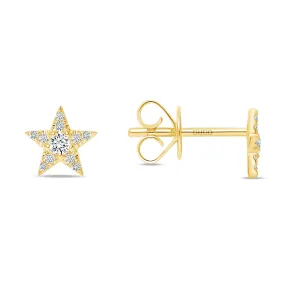 14K Gold Diamond Star Earrings