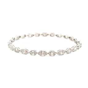 14K Gold Oval and Marquise Shape Diamond Cluster Bracelet