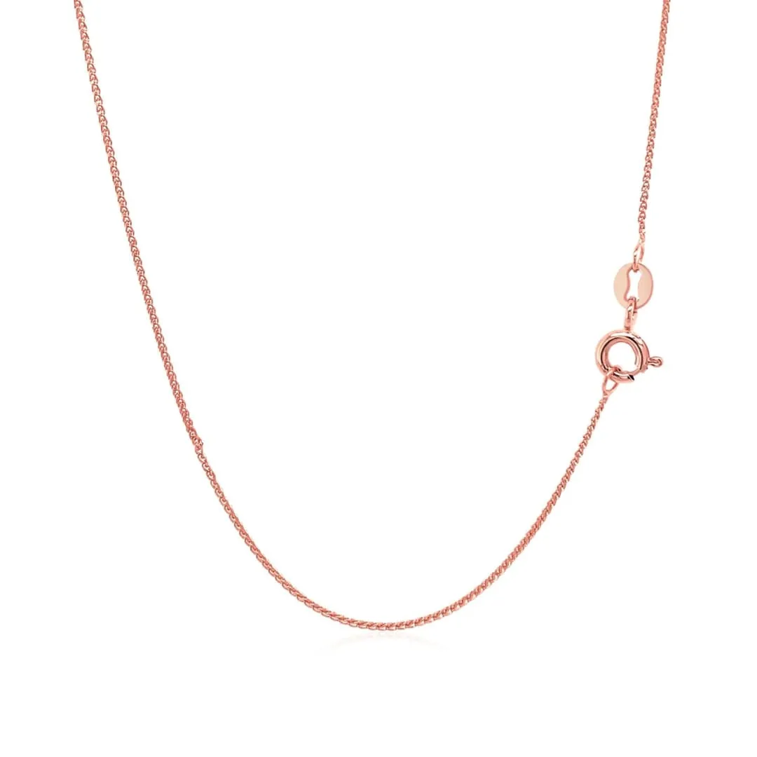 14k Rose Gold Diamond Cut Round Wheat Chain 0.6mm