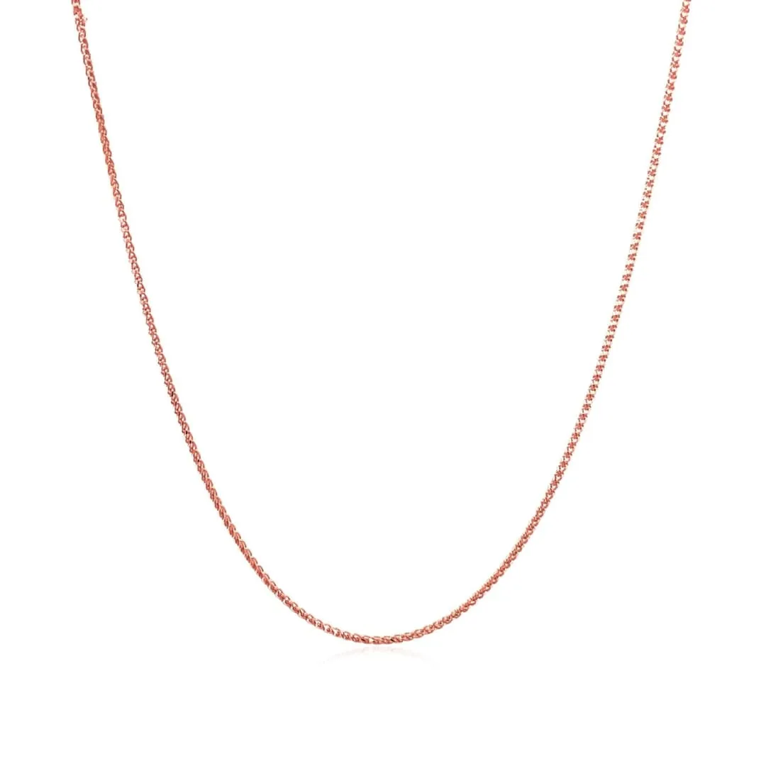 14k Rose Gold Diamond Cut Round Wheat Chain 0.6mm