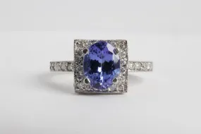 14k White Gold 0.55ctw Diamond 2.44ctw Tanzanite Ring Size 8 (4.90g.)