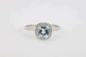 14k White Gold 2.95tcw Aquamarine 0.26tcw Diamond Ring Size 8 (2.32g.)