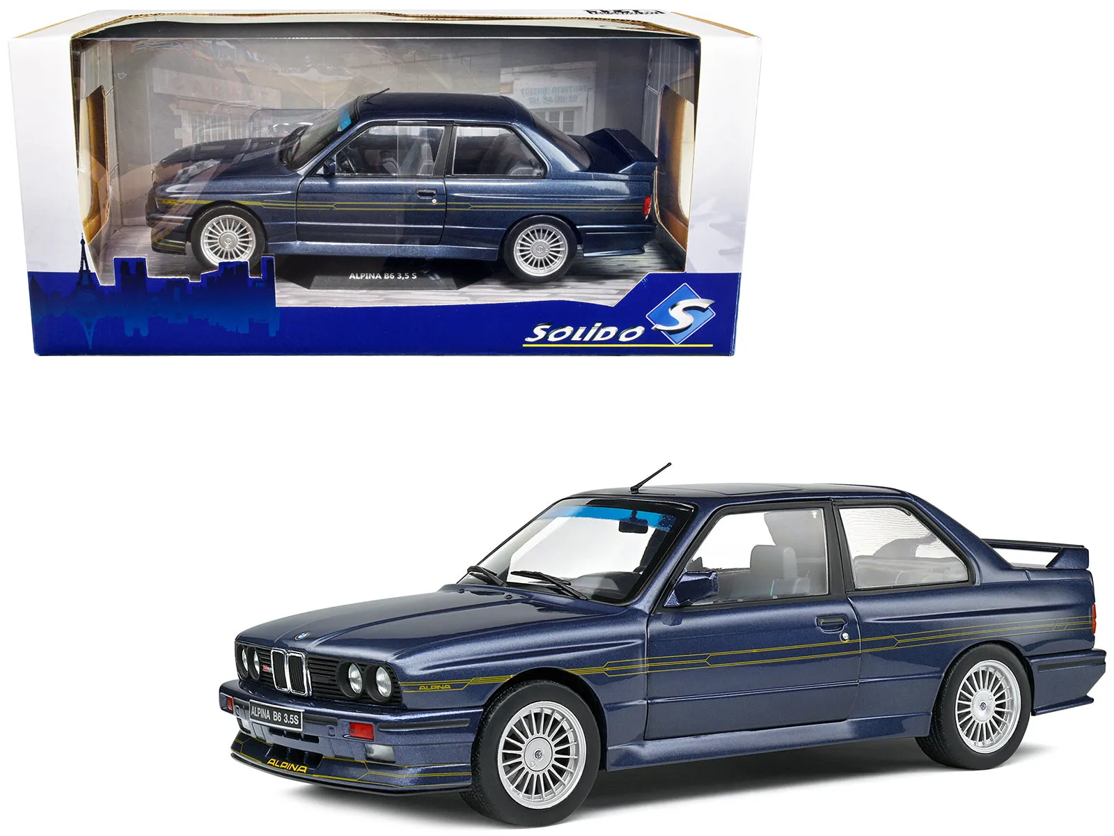 1990 BMW E30 M3 Alpina B6 3.5S Mauritus Blue Metallic 1/18 Diecast Model Car by Solido