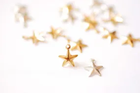 2 PIECES 14k Gold Filled or Sterling Silver Geometric Star Charm - 14kGF Small Puffy Star Drop Wholesale Gold Filled Charms HarperCrown