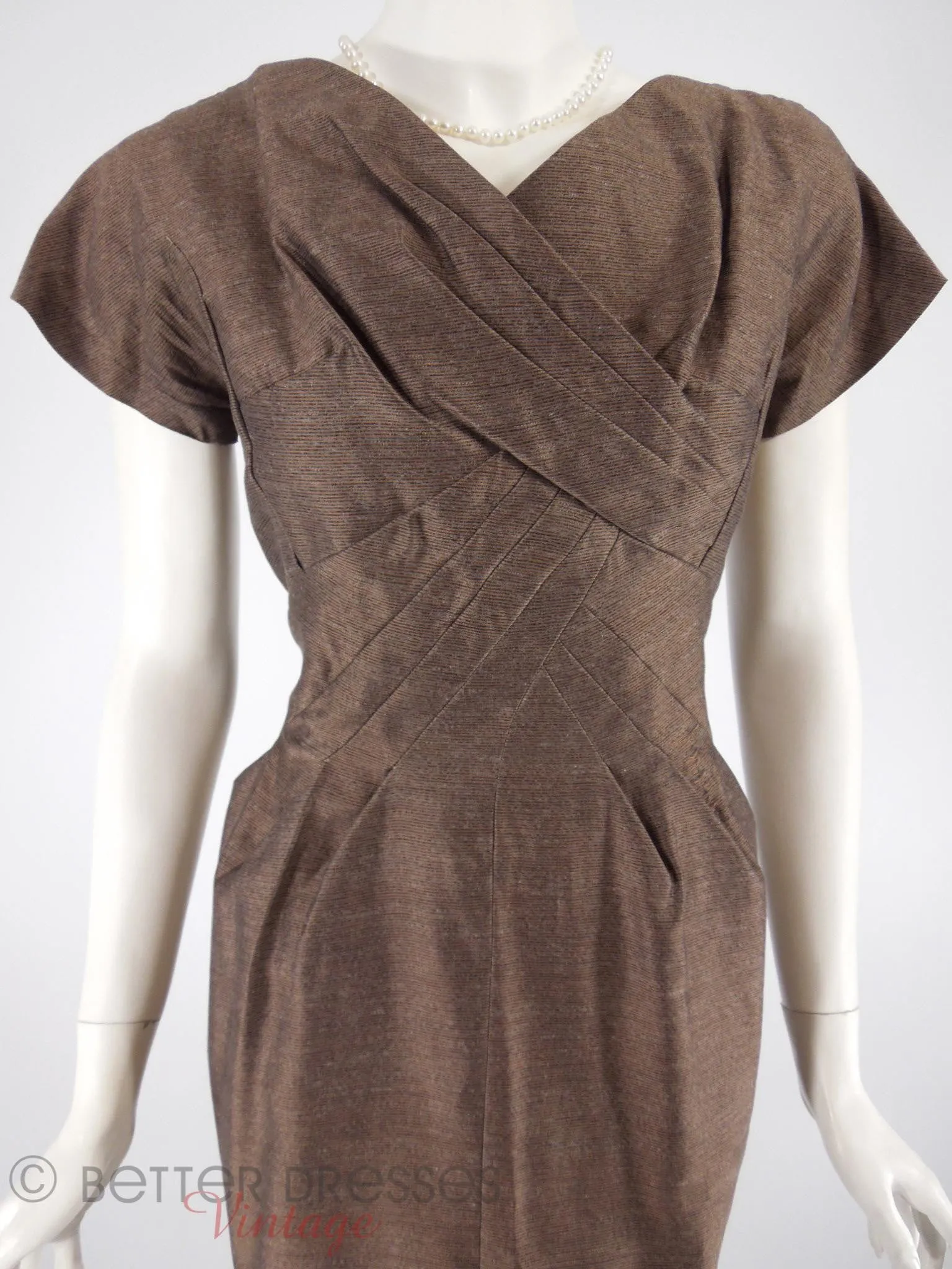 50s Brown Cocktail Dress - med