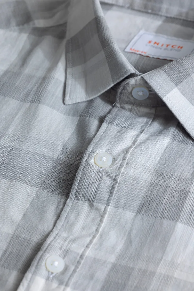 Alessia Smoke Grey Checks Linen Blend Shirt