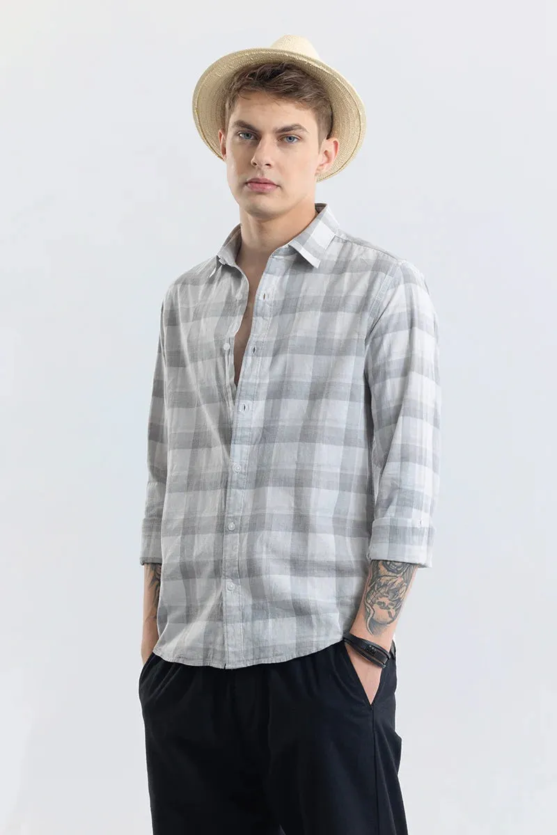 Alessia Smoke Grey Checks Linen Blend Shirt