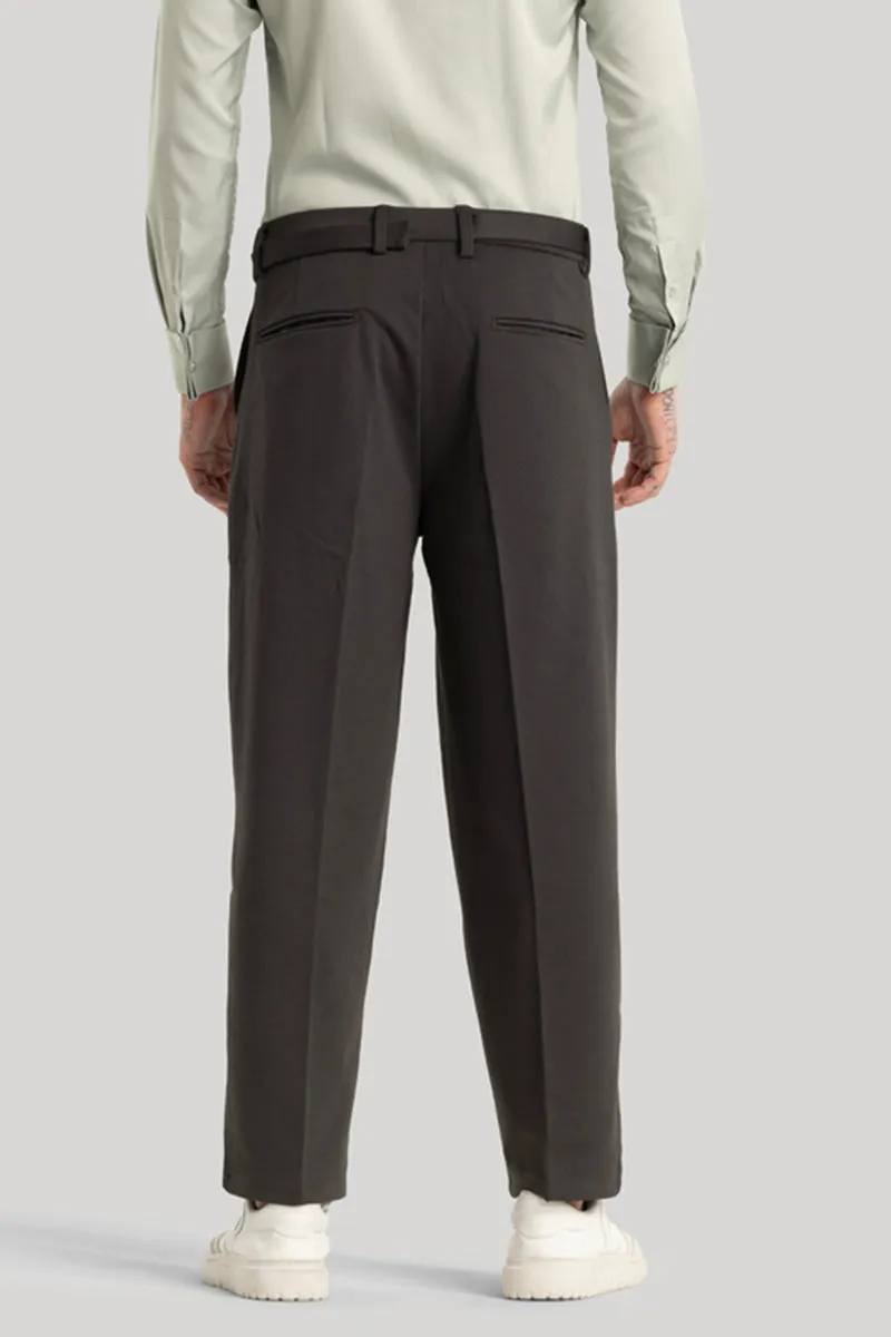 Alessio Charcoal Grey Plain Relaxed Fit Korean Trousers