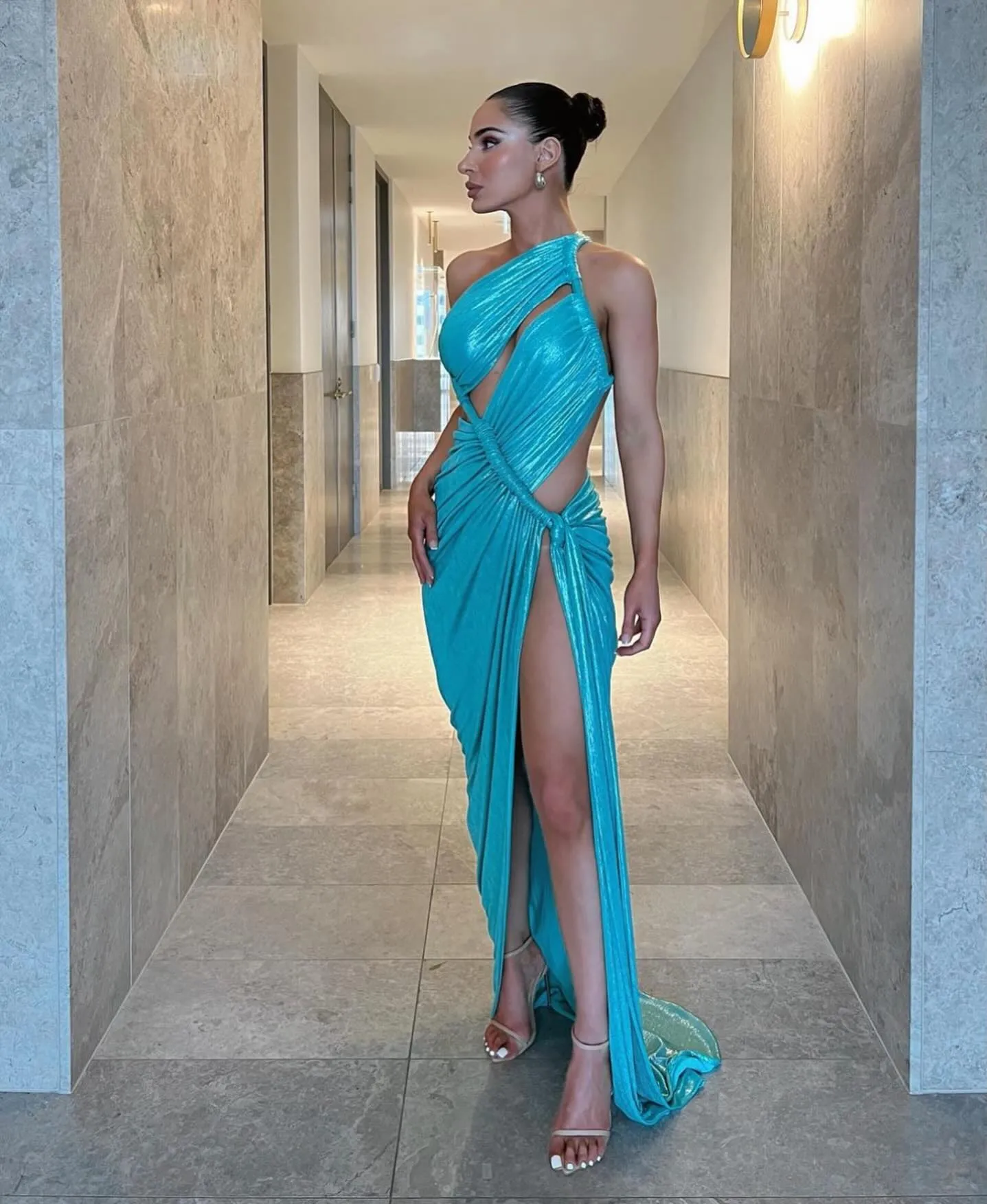 Aphrodite Gown - Aqua Metallic