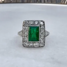 Art Deco Emerald & Diamond Ring