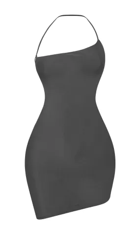 Bailey Sleeveless Spaghetti Asymmetrical Black Mini Dress