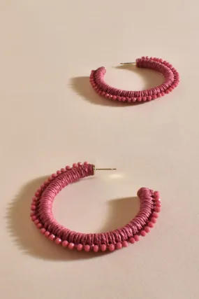 Bead Detail Hoop Earring | Pink