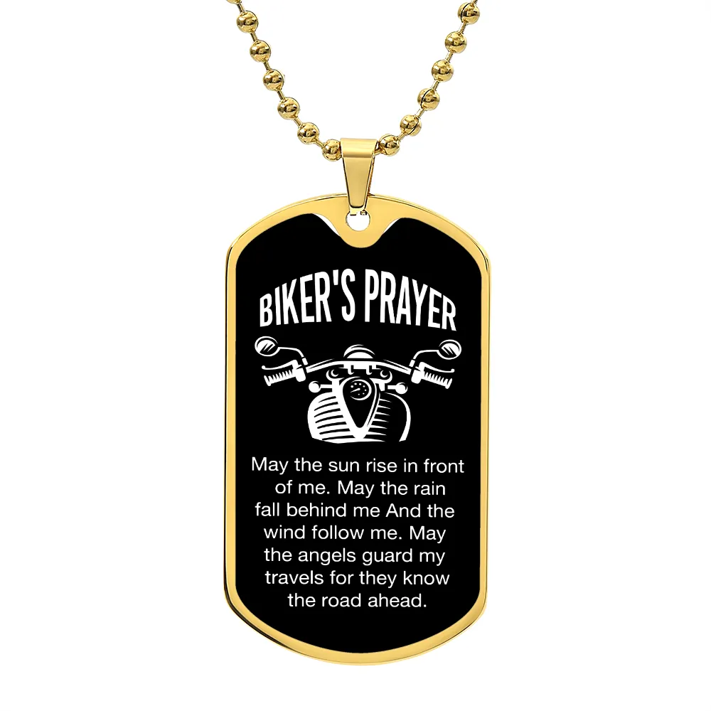 Biker's Prayer Dog Tag Necklace Gift For Him