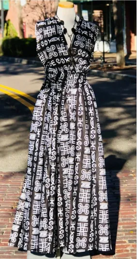 Black & White Wax Print Infinity Dress 16117-227