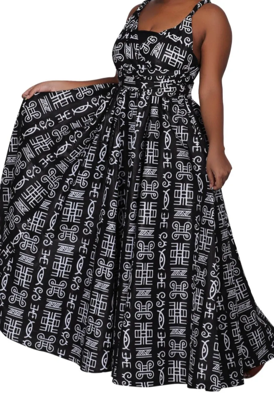 Black & White Wax Print Infinity Dress 16117-227