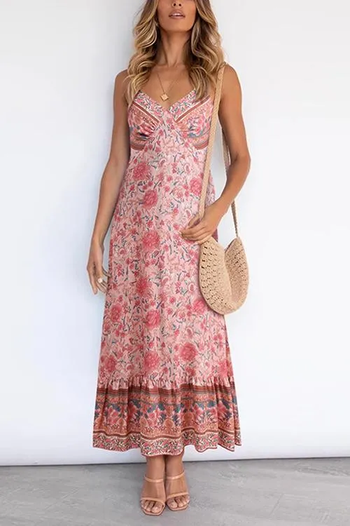 Boho Print Slip Maxi Dress