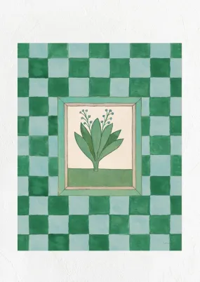 Book of Herbs Print in Green Checker