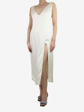 Cream sleeveless slit dress - size UK 12