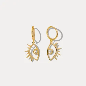 Diamond Eyes Drop Hoops Earrings