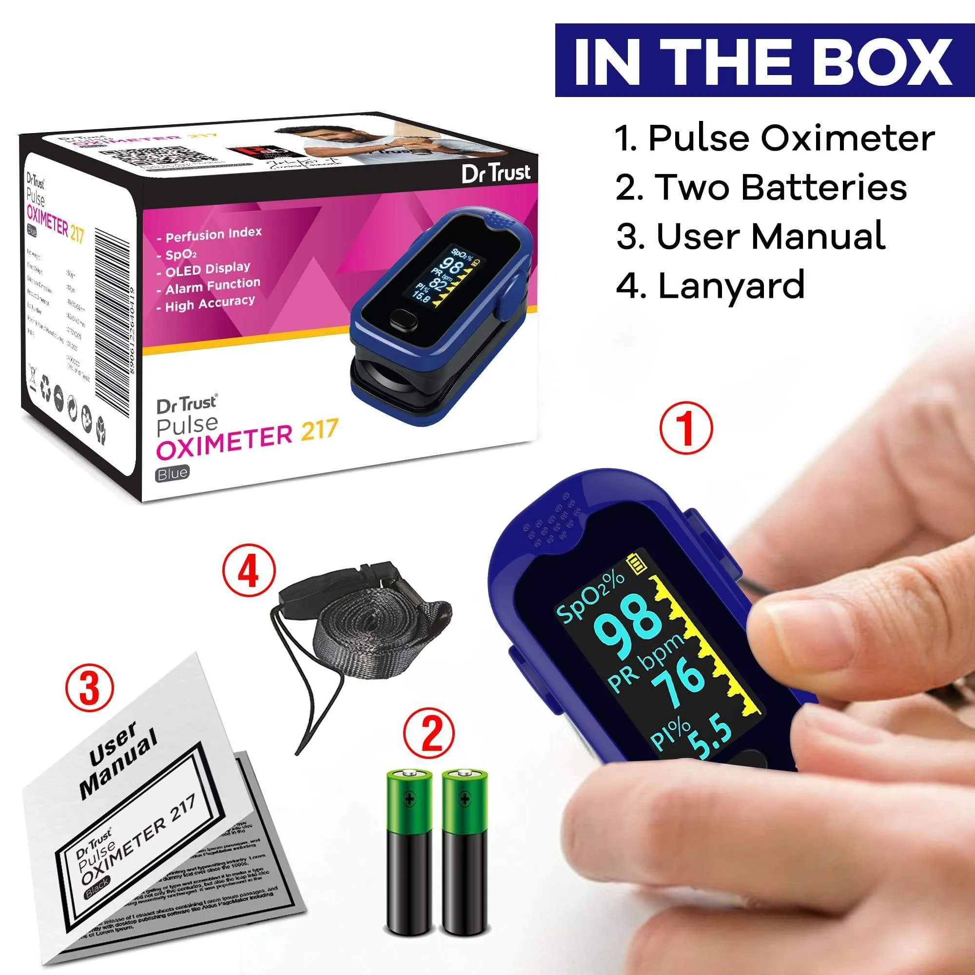 Dr Trust USA Pulse Oximeter 217 (Blue)