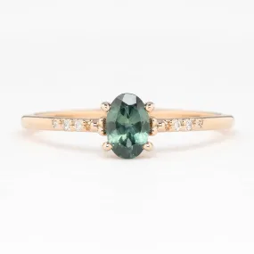 Eloise Ring - 6x4mm 0.60ct Green Montana Sapphire 14k Rose Gold