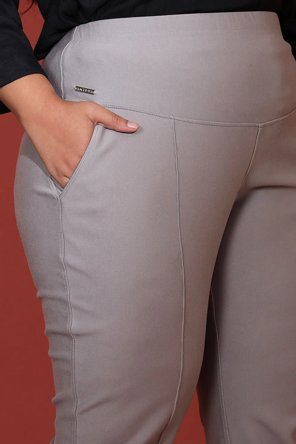 English Grey Crease Seam Tummy Tucker Pants