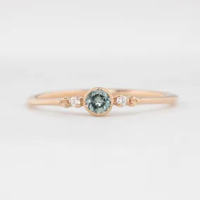 Estel Ring - 3.25mm 0.20ct Blue Green Montana Sapphire, 14k Rose Gold