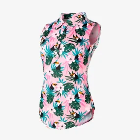 Golf Goddess - Women's Jungle Time Cool Tech Performance Golf Polo - Sleeveless