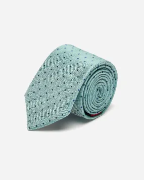 Green Herringbone with Dot Silk Tie