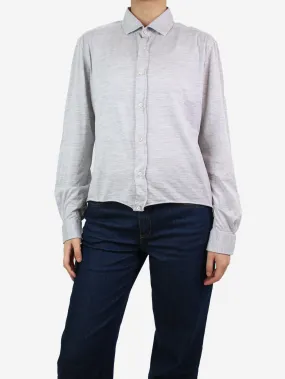 Grey cropped silk-blend shirt - size M