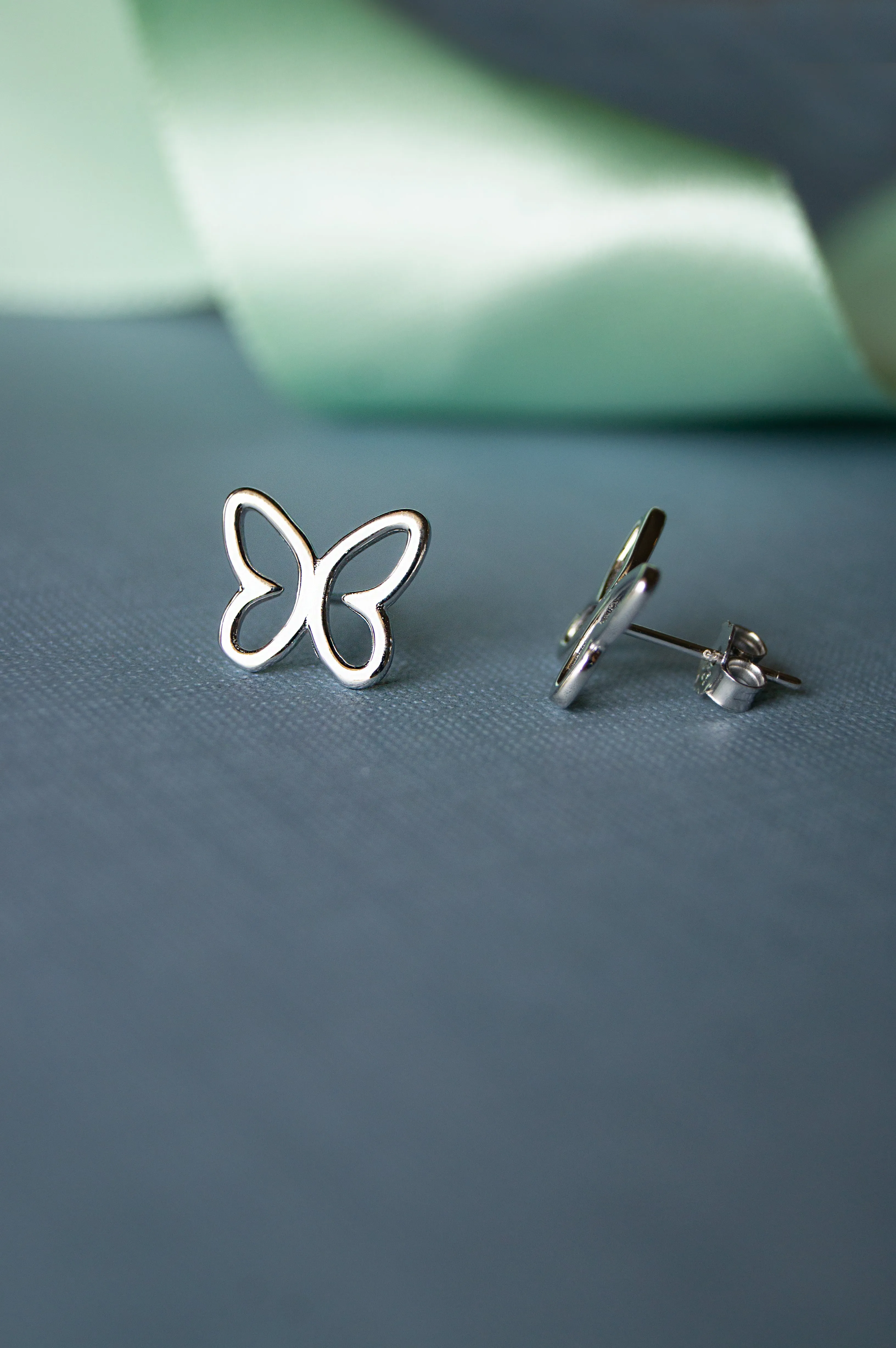 Halo Butterfly Sterling Silver Mini Stud Earrings