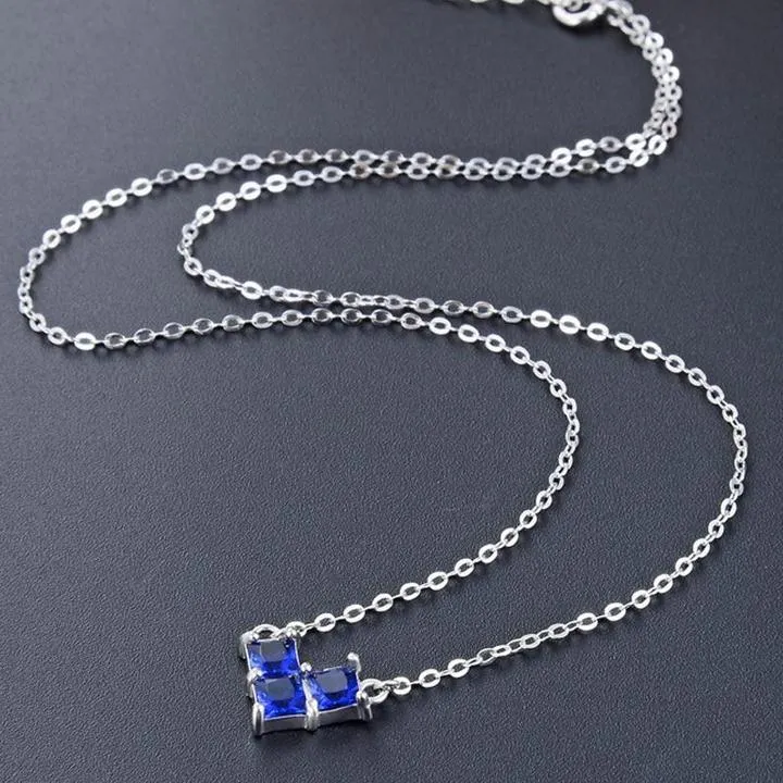 Heart Shape Square Stones Pendant Necklace