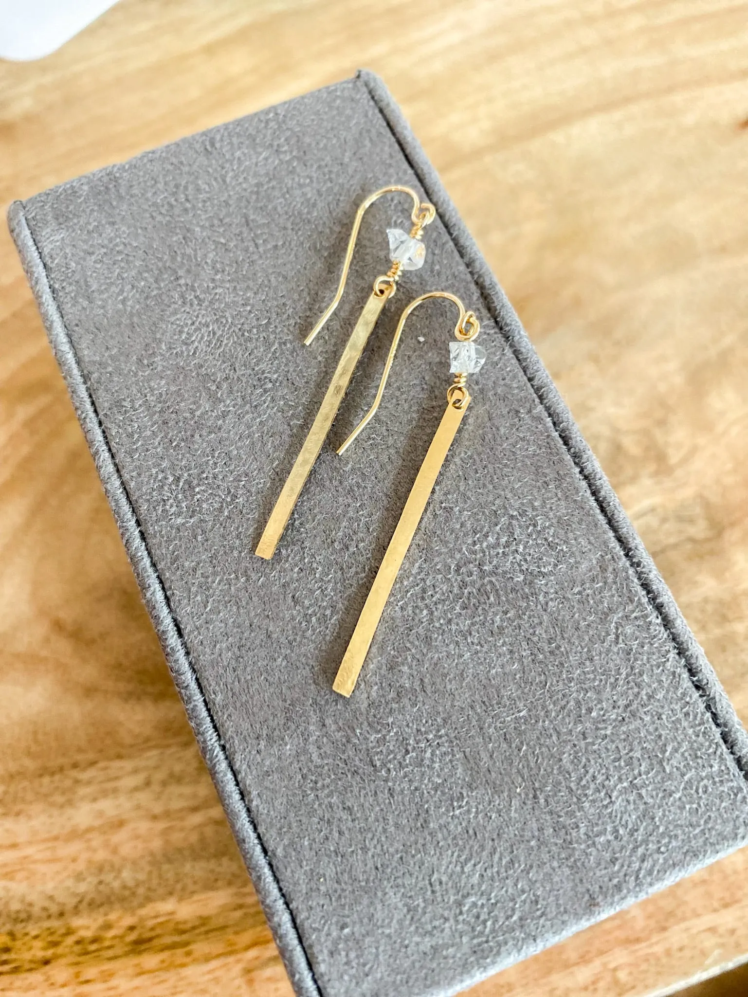 Herkimer Diamond Bar Earrings