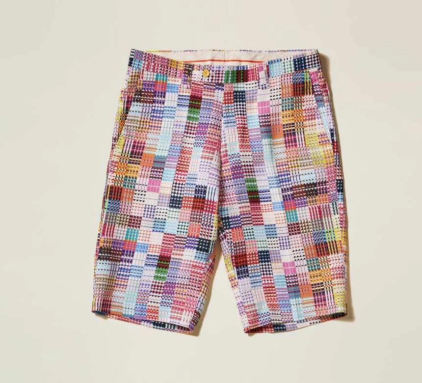 Inserch Premium Linen Geometric Print Short P21909-66 Multi