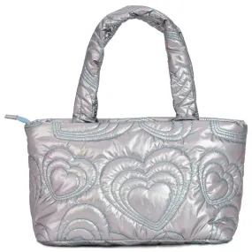 Iscream Silver Shining Heart Puffy Overnight Bag