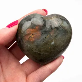 Labradorite, Orange/Pink Flash - Heart