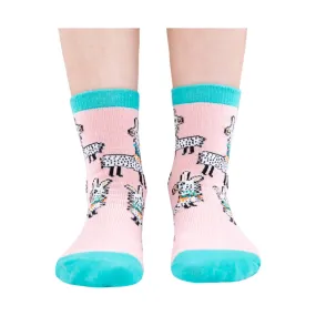 Lazy One Girls' Llama Sock - Pink