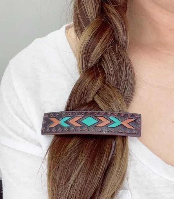 Leather Western hair BARRETTE