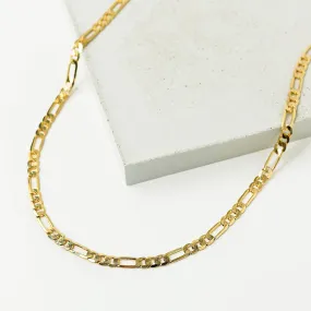 Luxe Beveled Figaro Chain Necklace