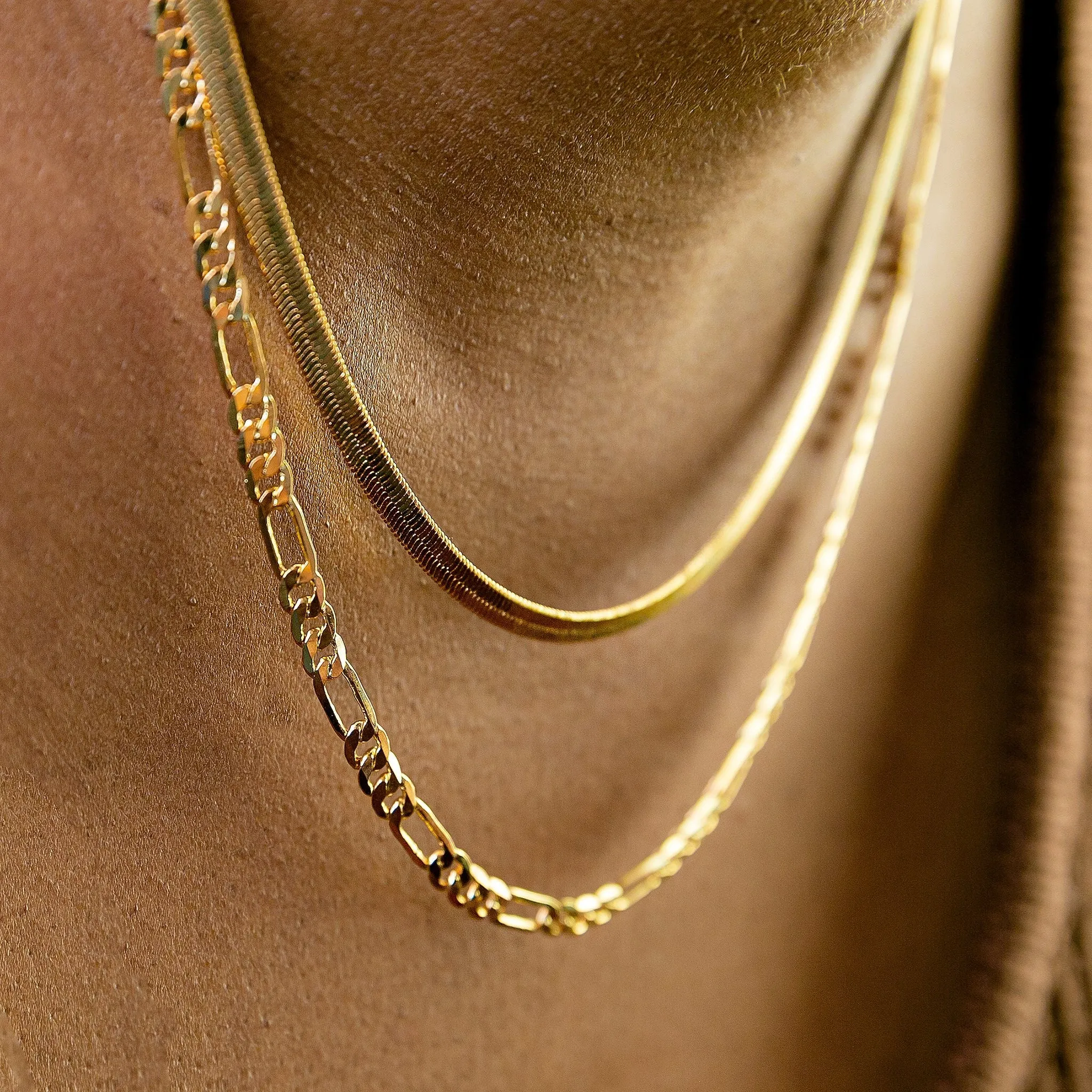 Luxe Beveled Figaro Chain Necklace