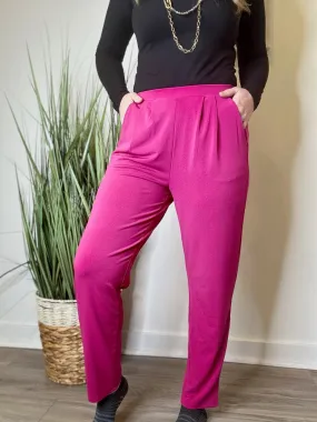 Magenta Pleated Pocket Pants