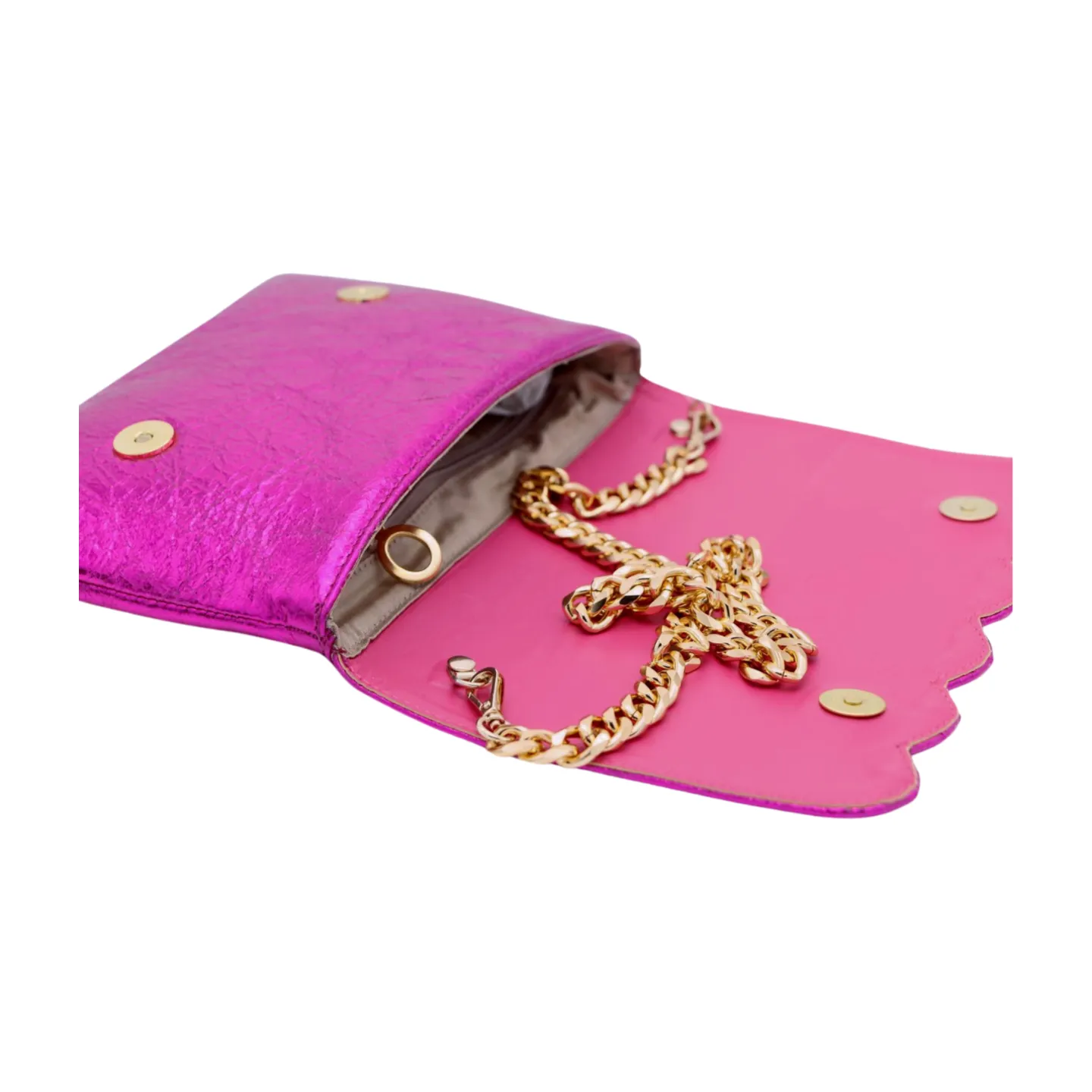 MARIAN  Pink metallic Leather Clutch Bag