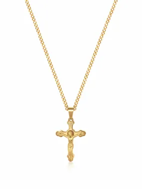 Men's Gold Necklace with Crucifix Pendant