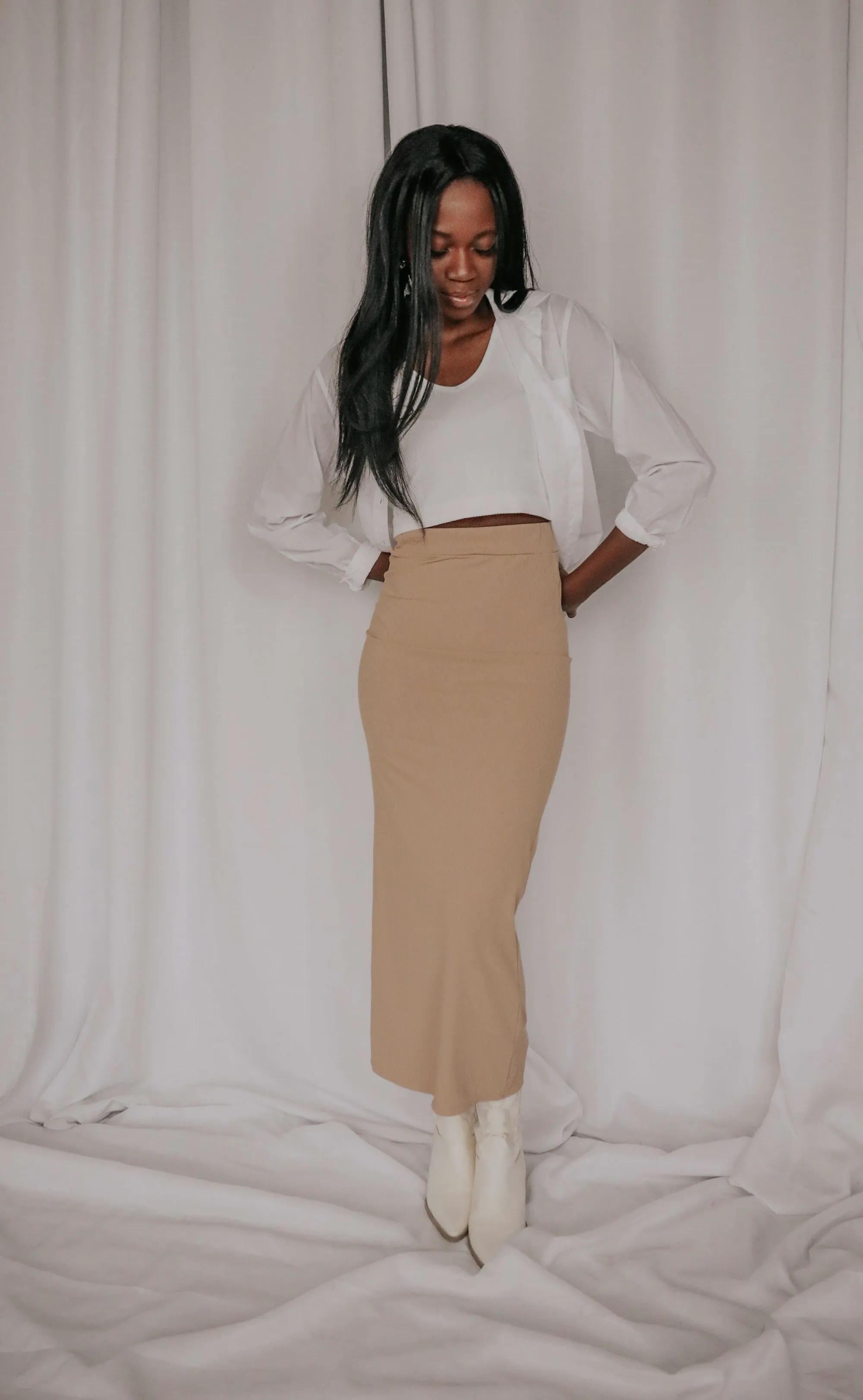 miss me midi skirt - khaki