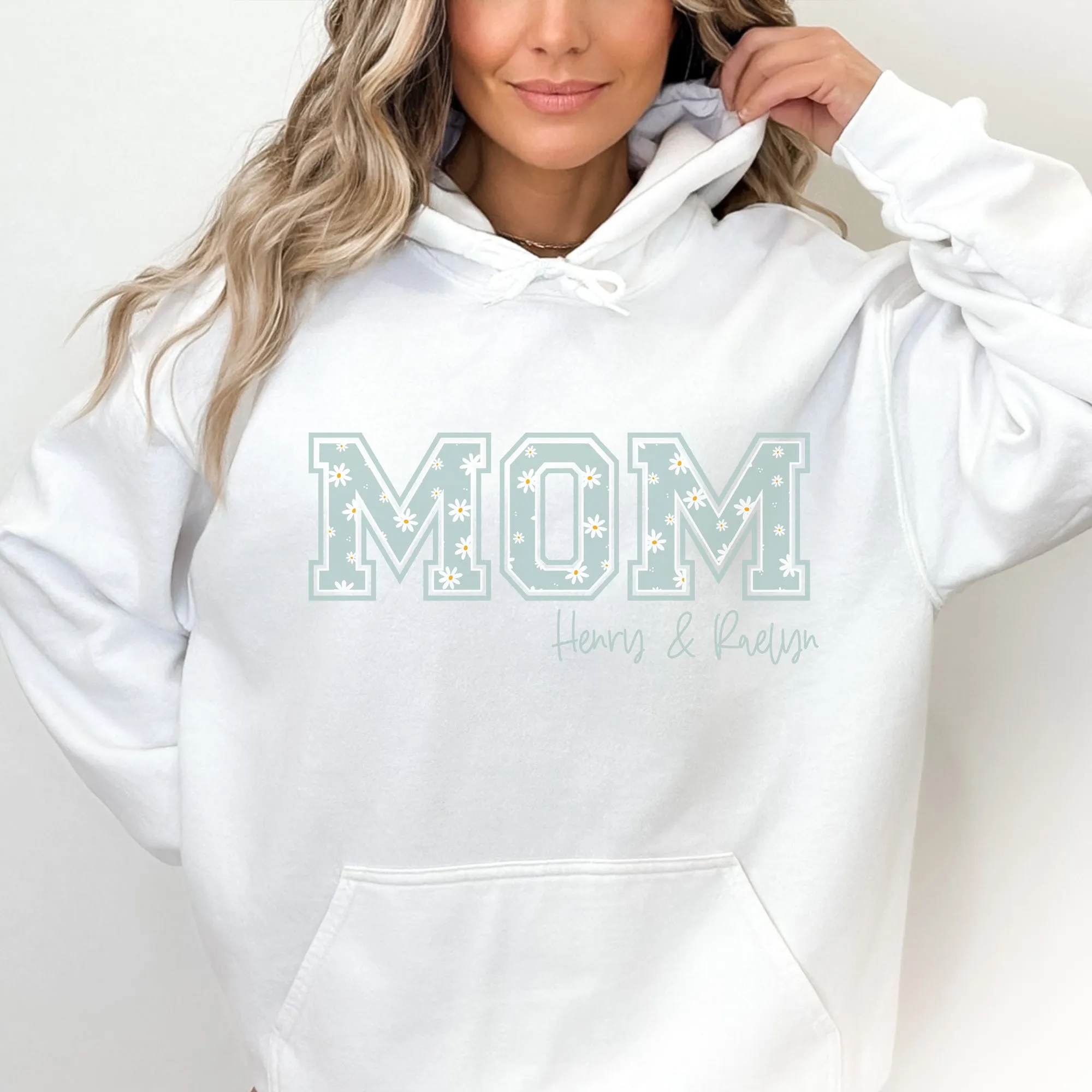 MOM Blue Daisy -  PERSONALIZED HOODIE/CREWNECK