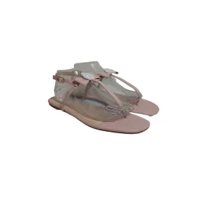 Oasis Pink Leatherette Bow Sandals | Brand New |