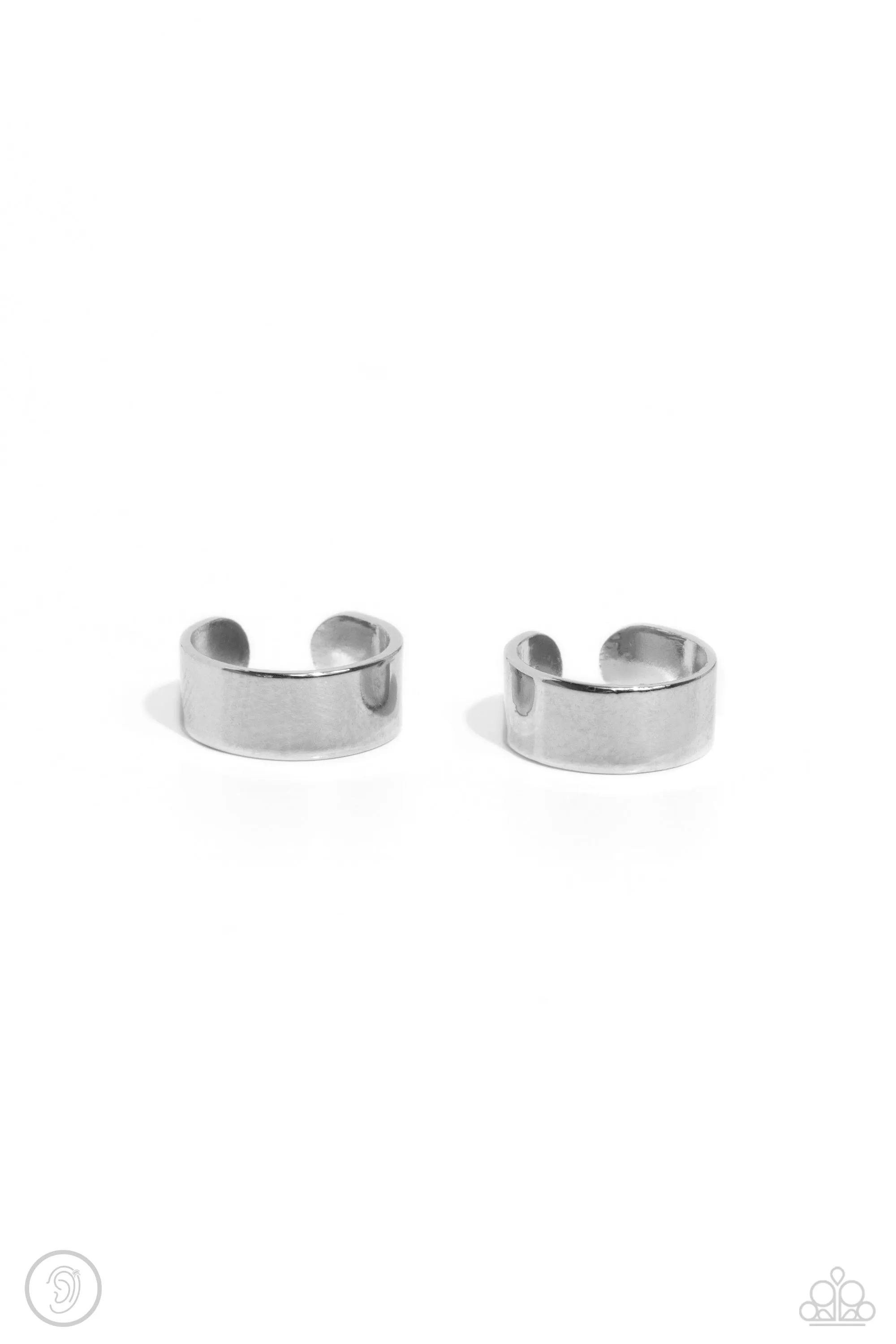 Paparazzi Catwalk Curves Silver Ear Cuff Post Earrings