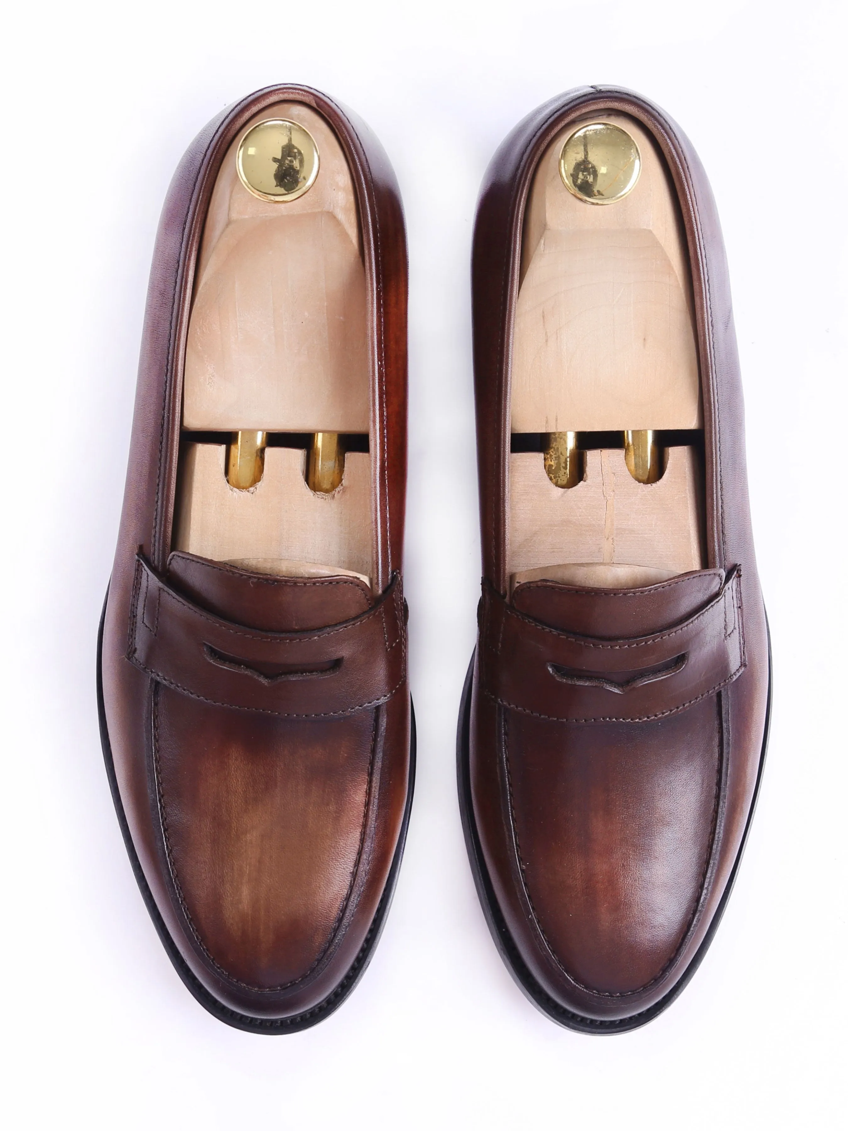 Penny Loafer - Dark Brown (Hand Painted Patina)