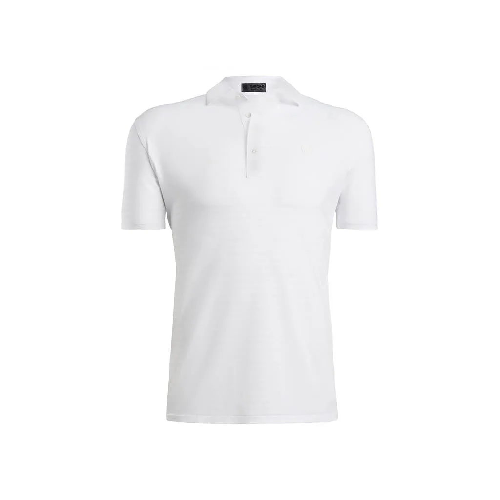 PERFORATED STRIPE POLO SNOW