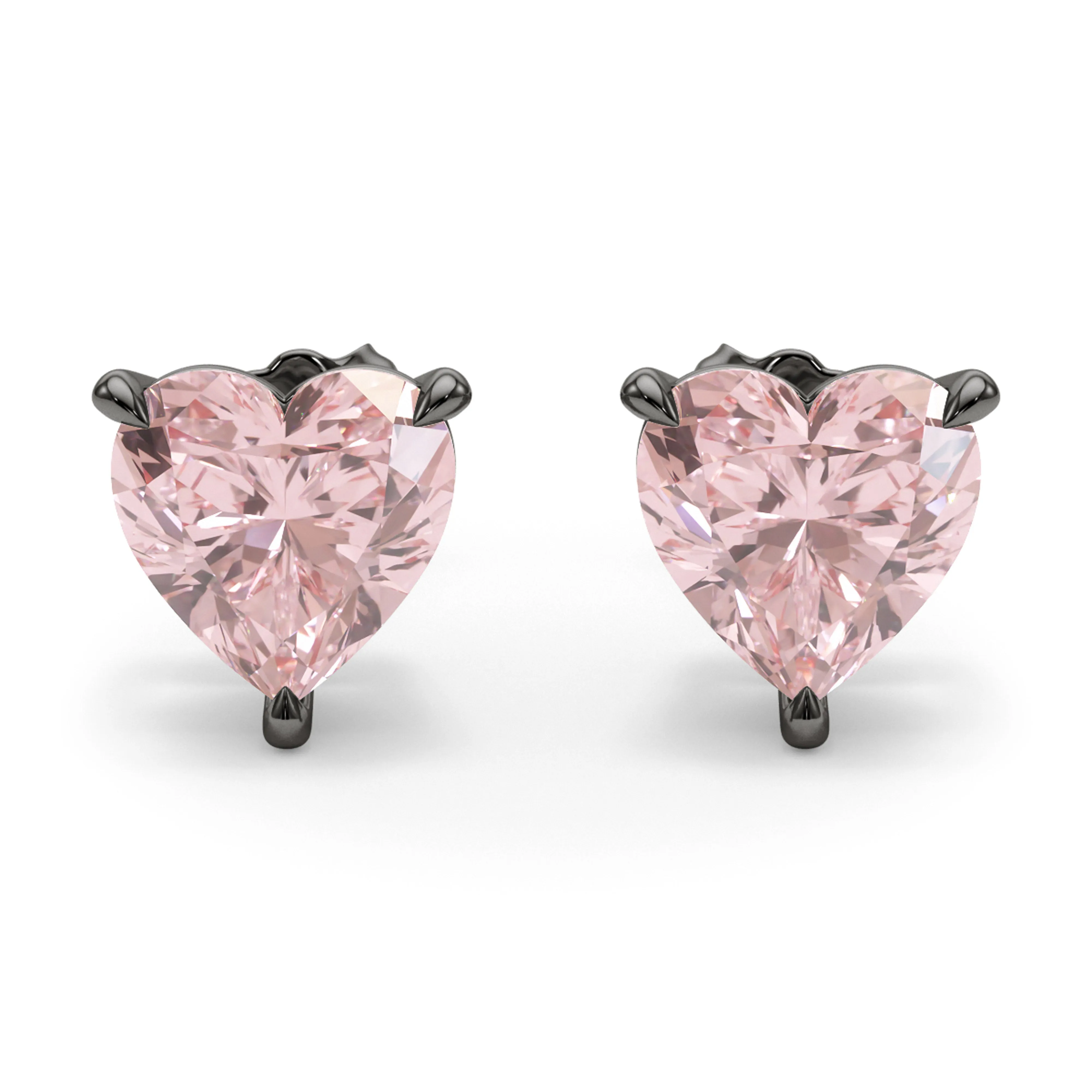 Pink Diamond Heart Shape Studs